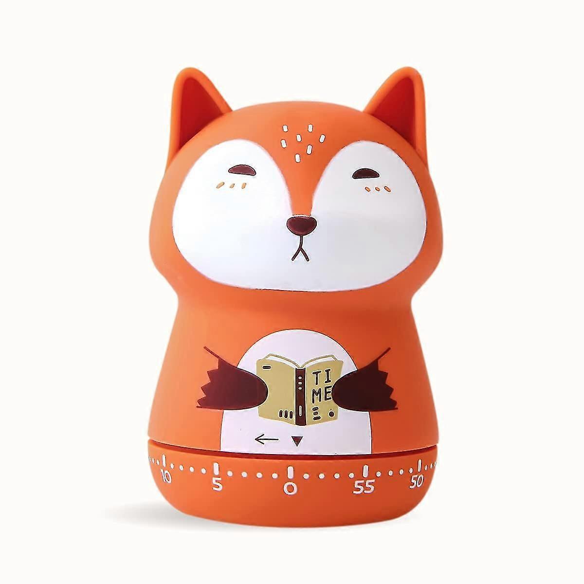 Kitchen Timer Cute Craft 60 Minutes Timer Mechanical Wind Up Egg Timer Cooking Timer (Red Fox)