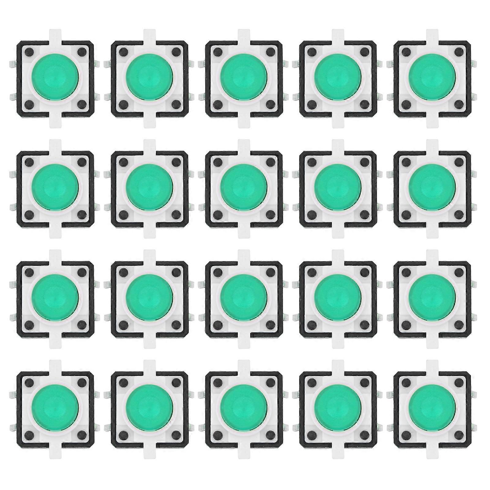 20PCS 12x12x7.3mm Tactile Push Button Switch LED Momentary Tactile Push Button SwitchGreen