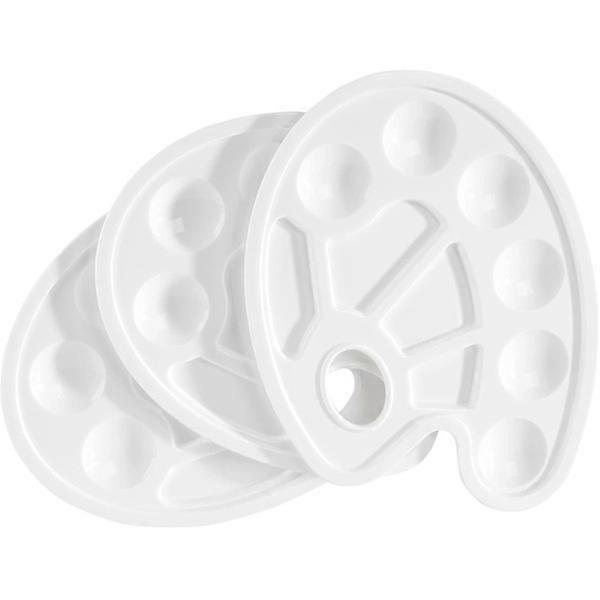 3 pcs white oval plastic paint palettes