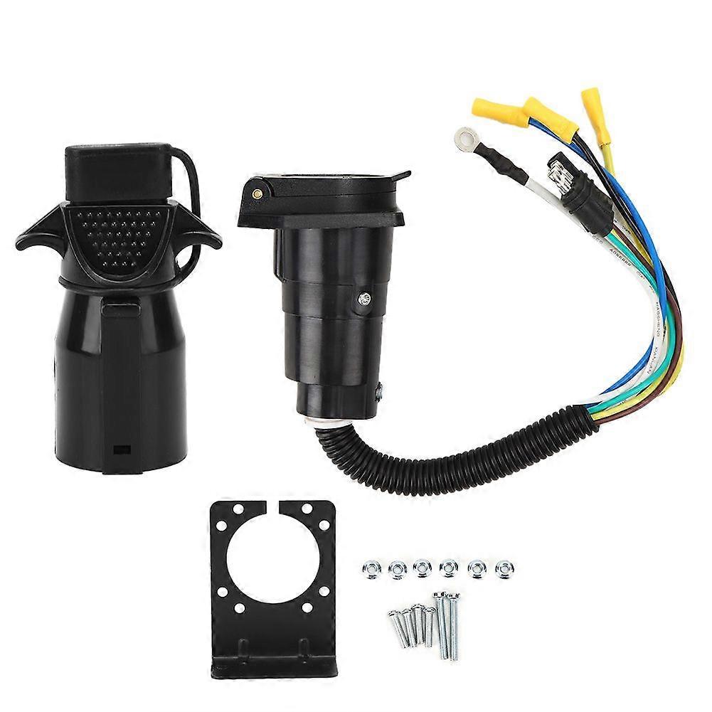 7 Way to 4 Way Trailer RV Connector 12V with Dustproof Cover and Bracket