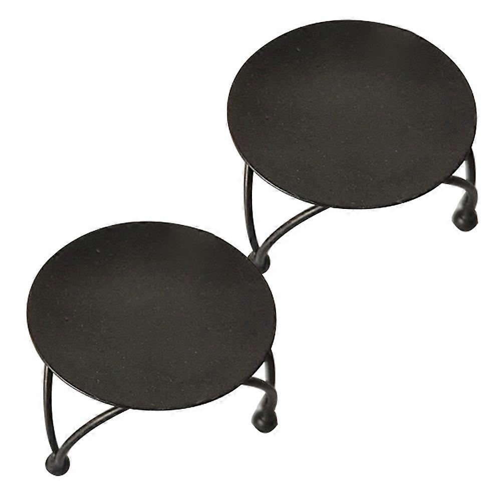 Metal Candlestick Tabletop Arrangement Simple Round Candleholder Home Decor Living Room 7X7X4.5CM Iron Decorative 2Set