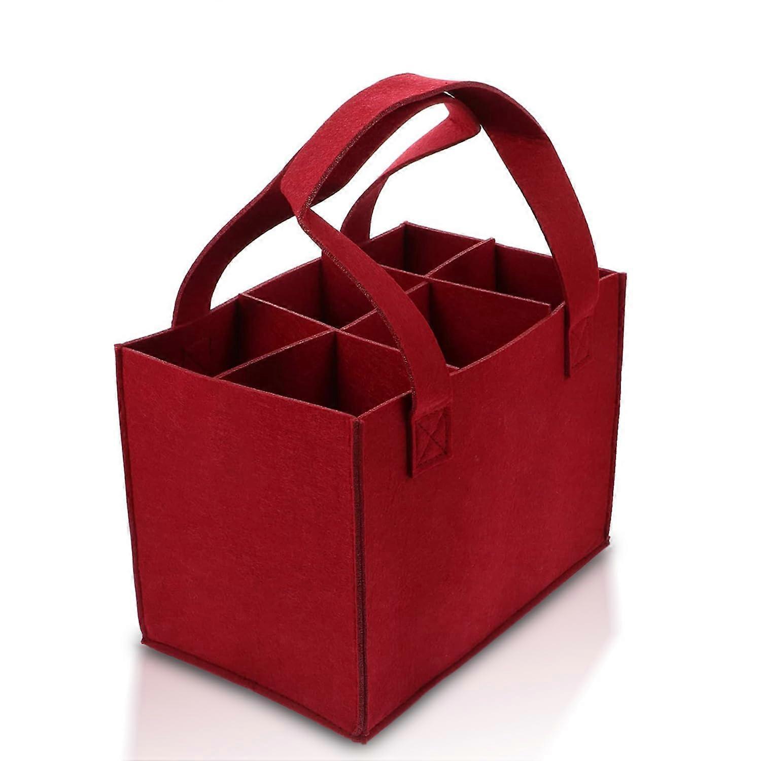 Red 6 Bottle Wine Bag with Felt Divider Getaway Solids