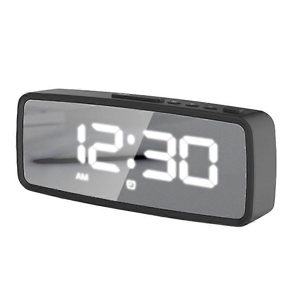 Simple LED Electronic Alarm Clock with Silver Mirror for Home Use Made of Plastic