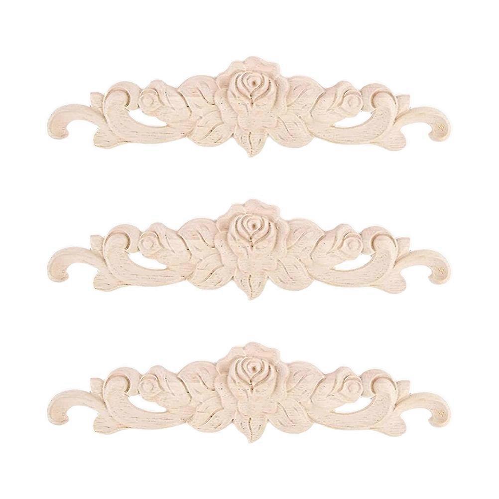 Beige Wood Carved Decorative Appliques for Home Decor Easy to Install and with Clear Patterns