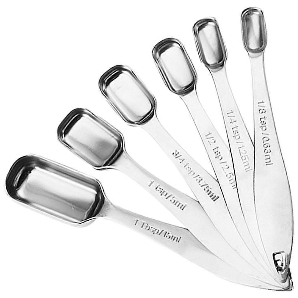 Stainless Steel Measuring Spoons Set for Home Use Easy to Store Perfect for Coffee Sugar 6pcs Silver