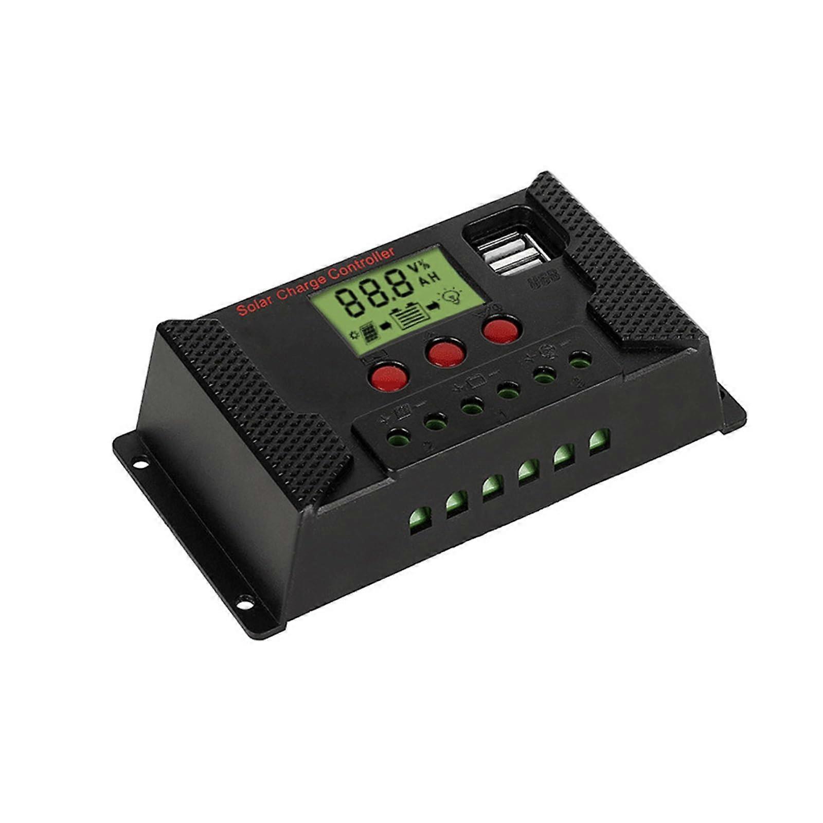 Solar Charge Controller 10A100A 12V 24V Lithium/LeadAcid Battery PWM USB PV Panel CPLS80A Black