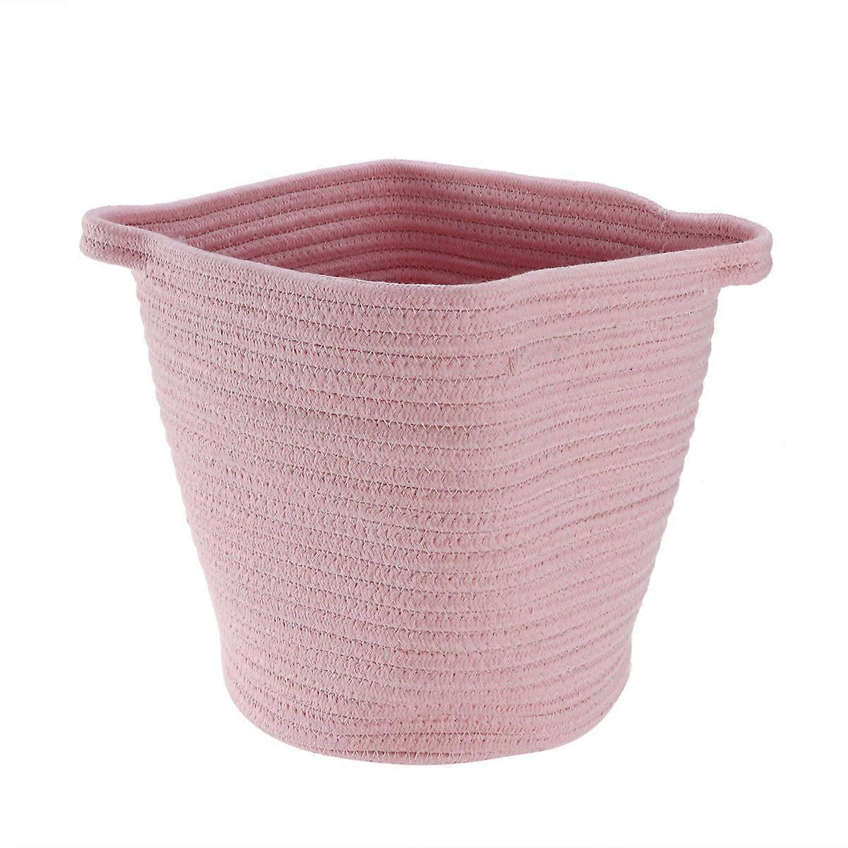 Cotton Storage Bins Basket Pink Versatile Organizer for Clothes Snacks Home Nursery Laundry Space Saving Clutter Management