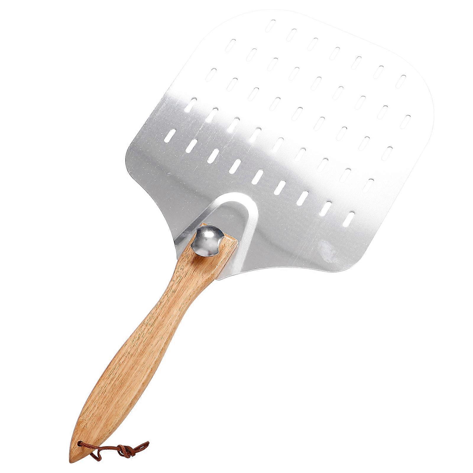 Pizza with Wooden Handle for Outdoor Use and Easy Storage Silver