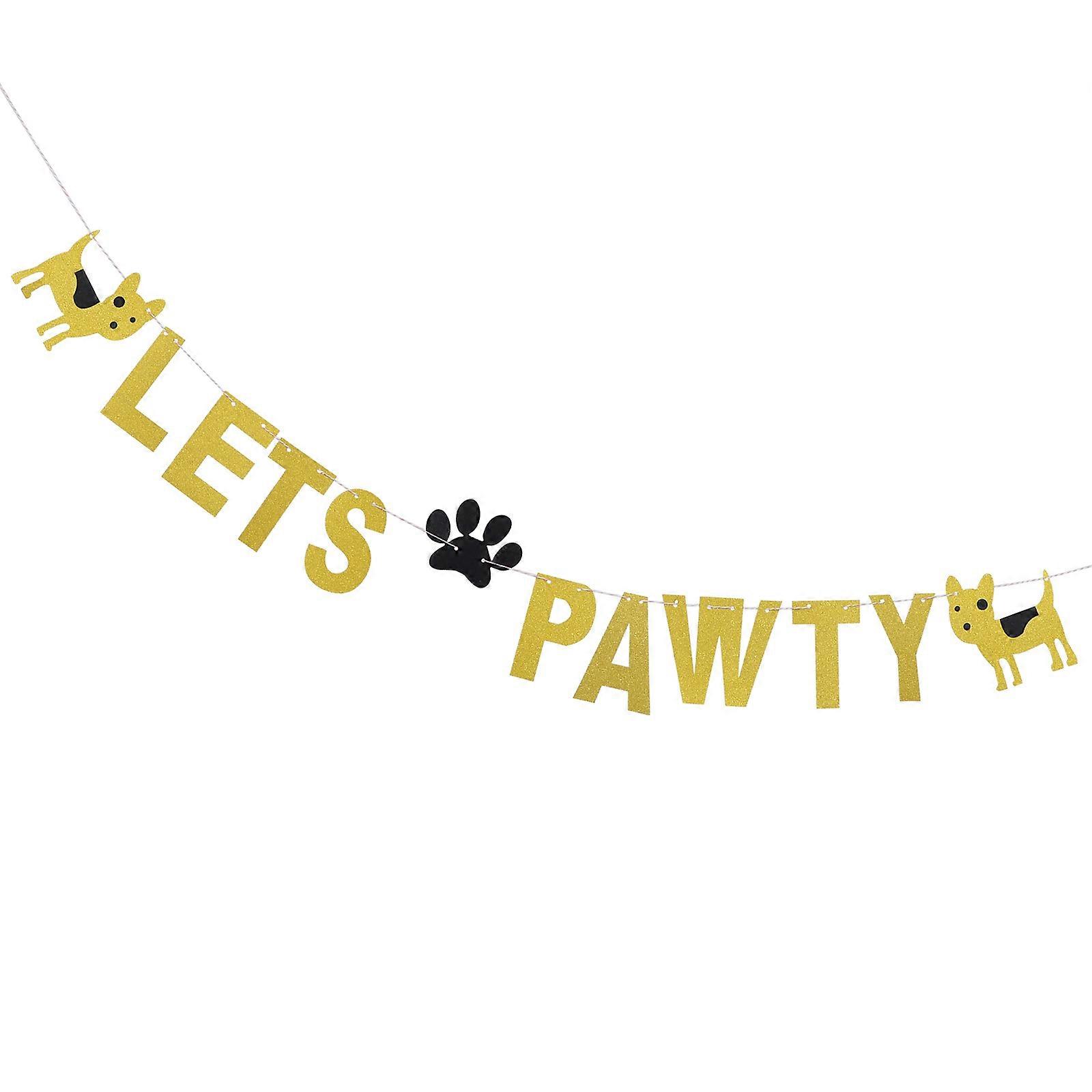 Golden Paper Puppy Props for Party Decor Dog Bone Banners Create Fun Atmosphere 1pc