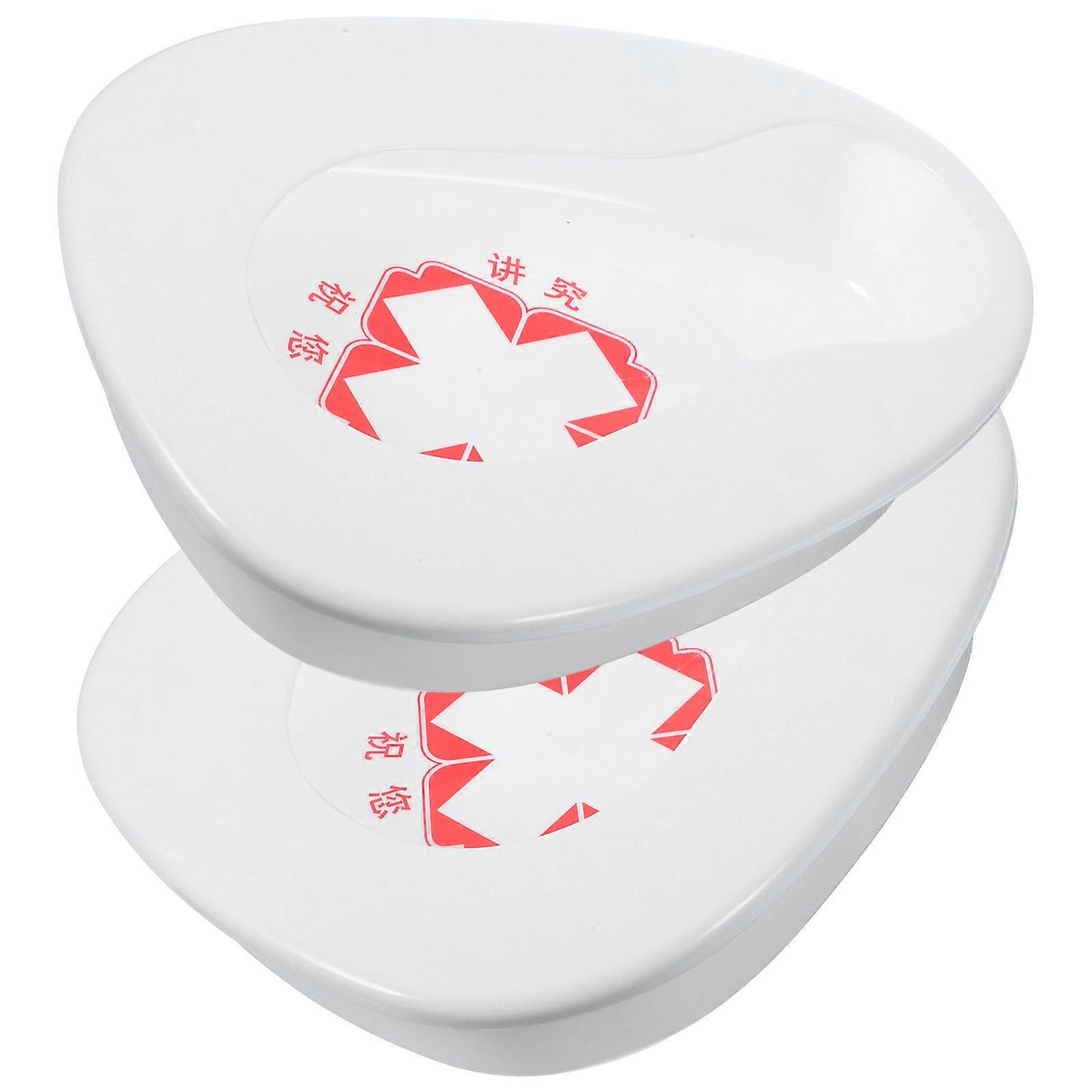 Portable Plastic with Lid for Home Use Great Aid for Immobile Patients White 2PCS