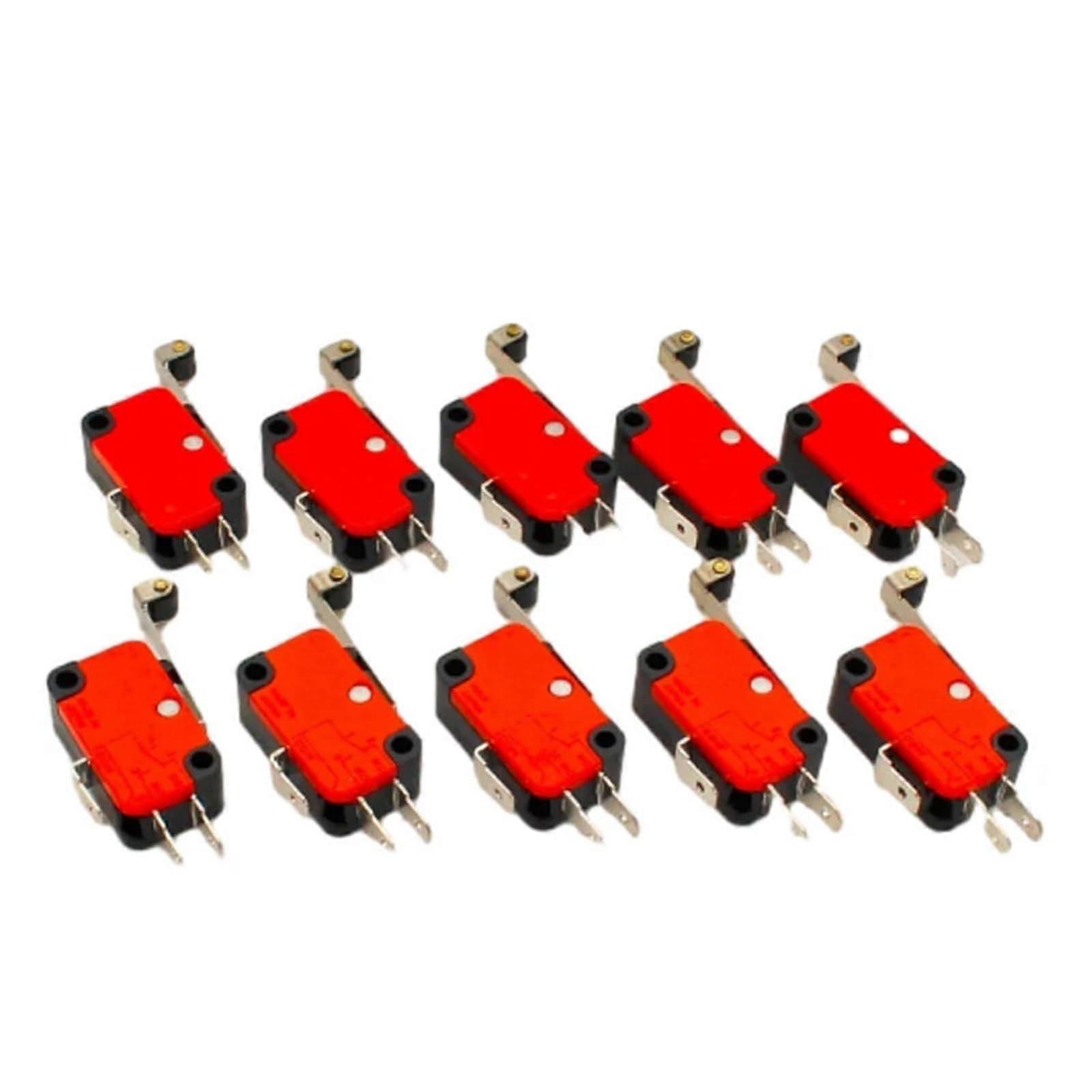 10 Pcs Limit Switch Long Hinge Roller Lever Arm Snap Action