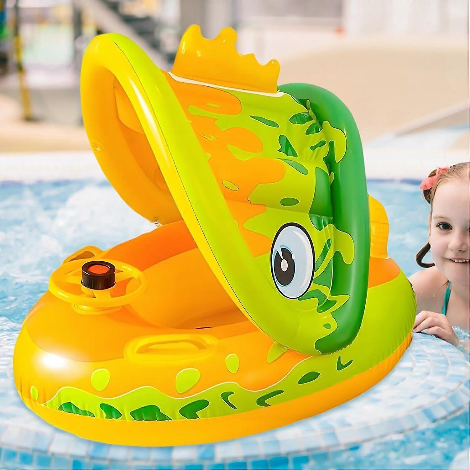 Kids Float for Pool Toddler Pool Float with Canopy, Inflatable Boat ...