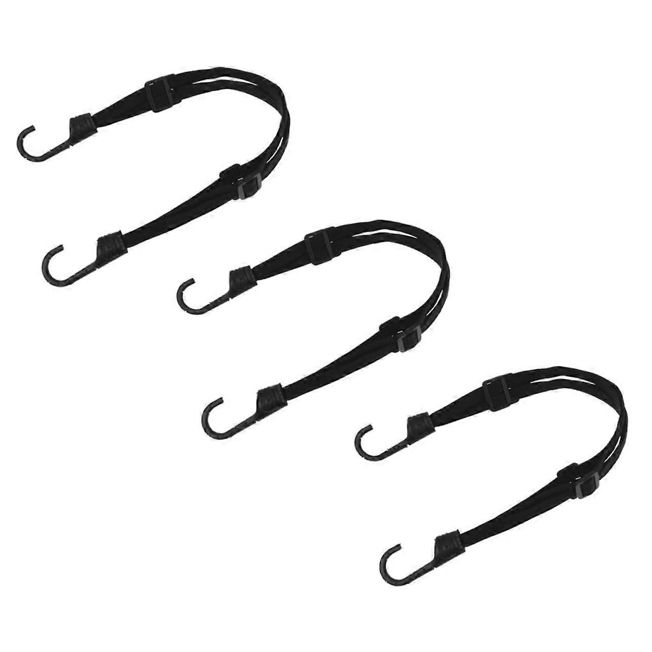 Motorcycle and Bicycle Luggage Straps with Hooks, 3 Pack Flexible Bungee Cords for Secure Cargo Transport, Black