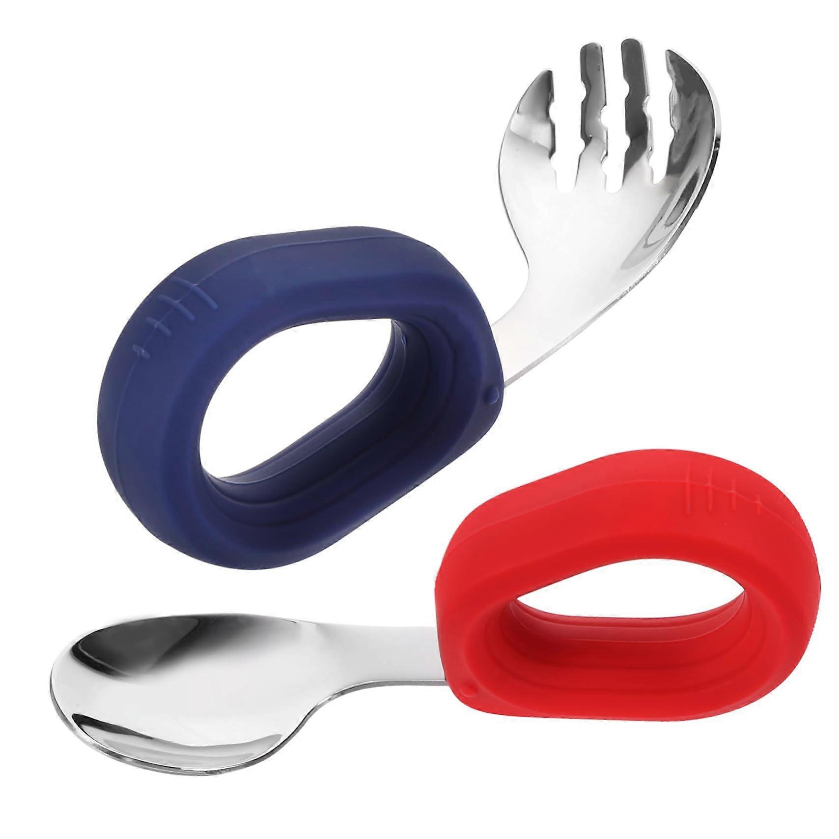 1 Set of Adjustable Utensils for Toddlers Curved Spoons and Forks for Independent Eating NonSlip Design for Boys