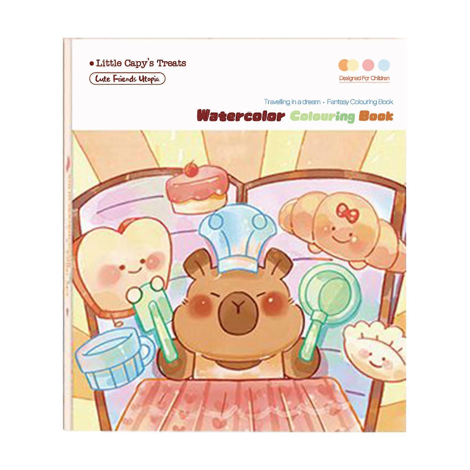 Watercolour Colouring Book for Kids - Interactive Comic Craft Set with Bookmark for Practical Art Learning and Dessert Table Activities