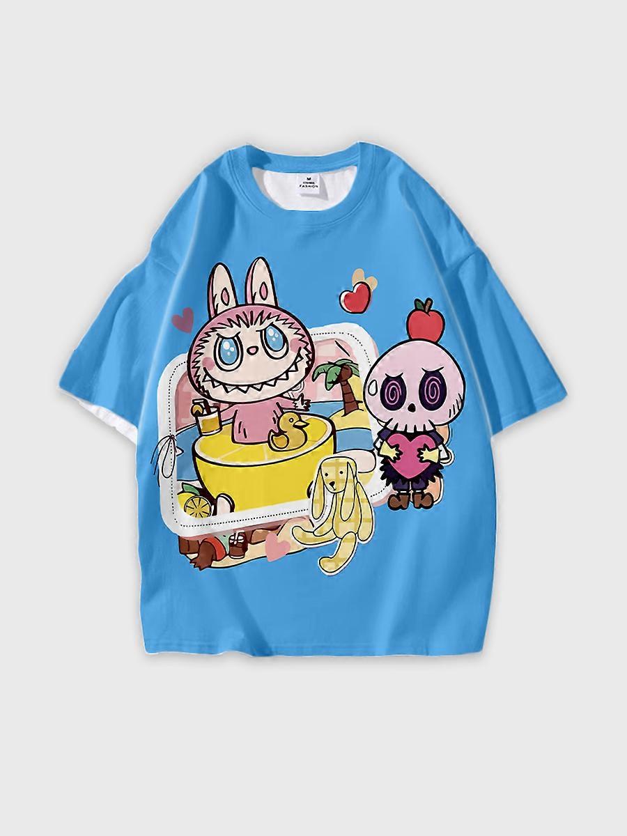 T-shirt round neck Pattern loose short sleeve P1977