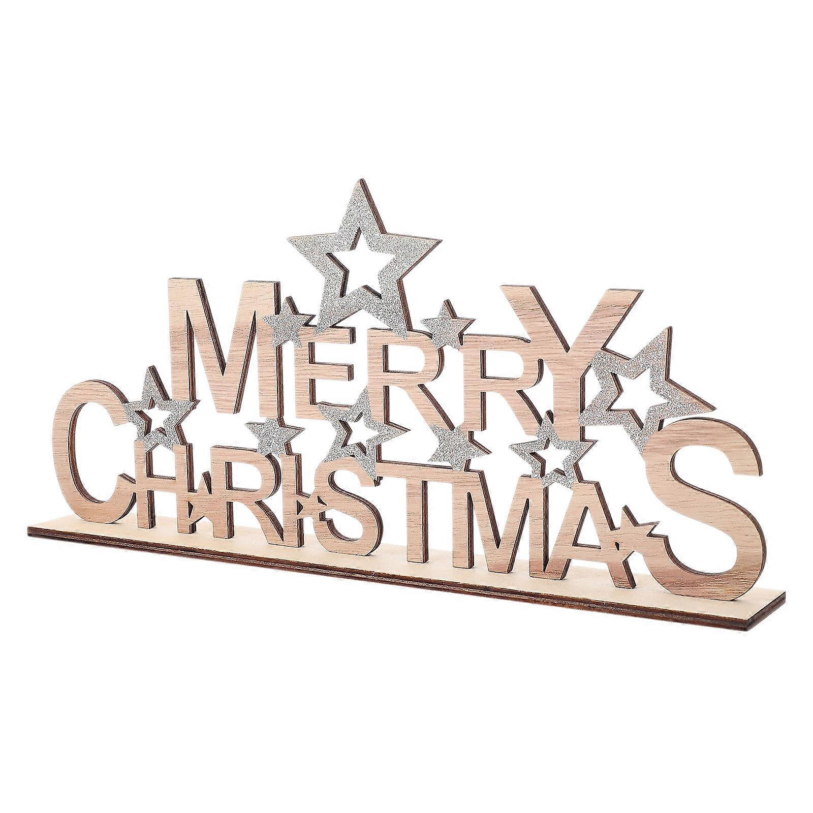 メリークリスマスサイン、クリスマステーブルデコレーションサイン、木製クリスマステーマサイン、クリスマステーブルセンターピース木製パーティーデコレーション