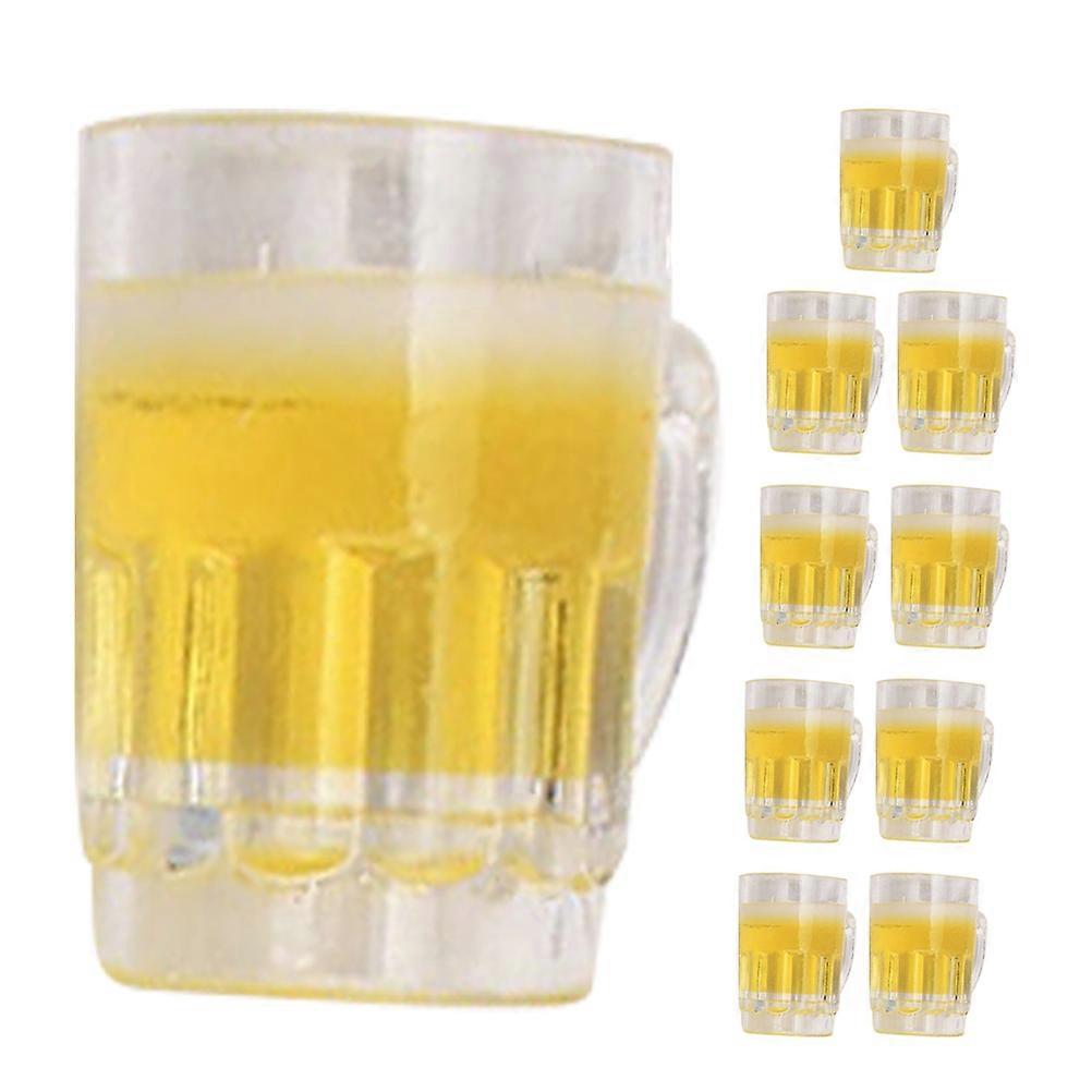 Adorable Miniature Cup Set 10Pcs Resin Material Yellow Charming Decorations For Miniature Pub Accessory