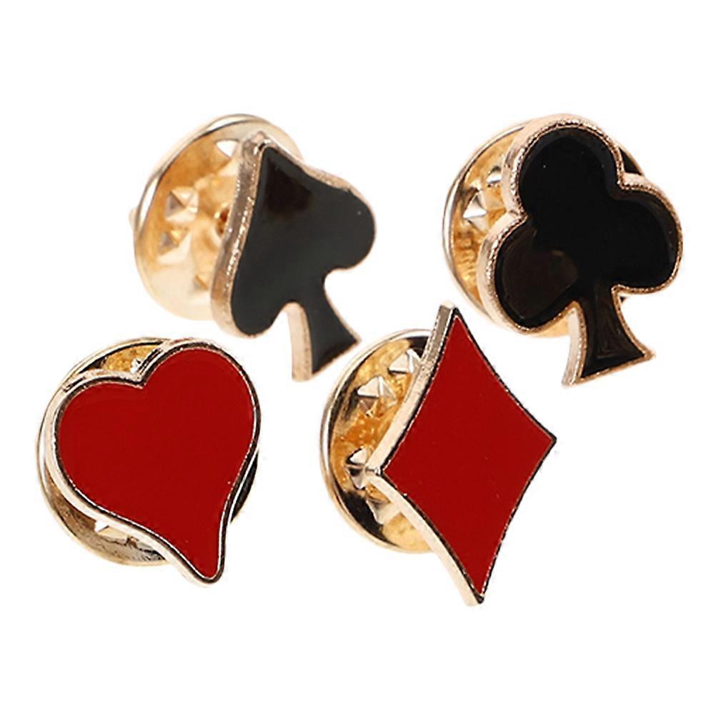4pcs Playing Card Suit Brooch Lapel Pins – Unique Fashion Accessories for Card Game Lovers, Versatile Style Enhancement for Collars and Lapels