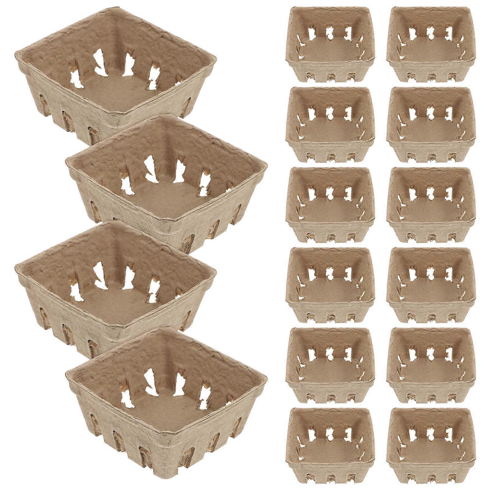 Khaki Paper Pulp Berry Basket for Storage with Craftsmanship 20Pcs