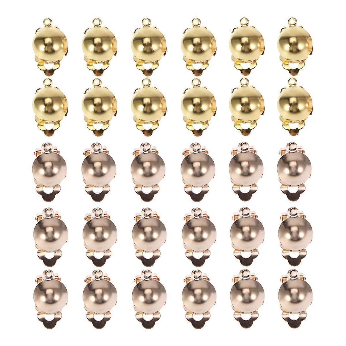 40 Pieces Assorted Color Alloy DIY Earring Components for Making Ear Clips without Ear Hole Small