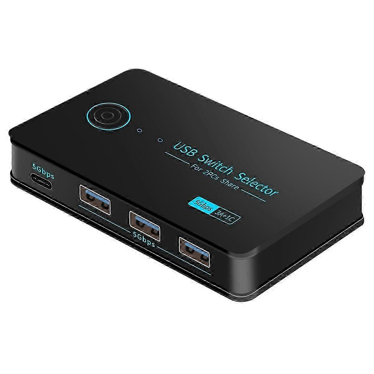 USB Switcher 2 Computers Kvm Switch USB 3.0 Switch Selector 4 Ports(3USB3.0+1 USB-C) Hub Share Devic