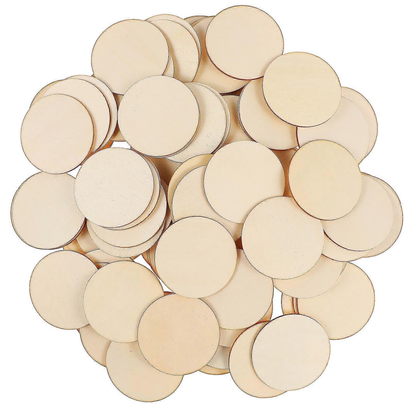 Rustic Wood Discs 100 Pcs Unpainted Round Craft Pieces For Holiday Ornaments 50mm Diameter Perfect For All Skill Levels