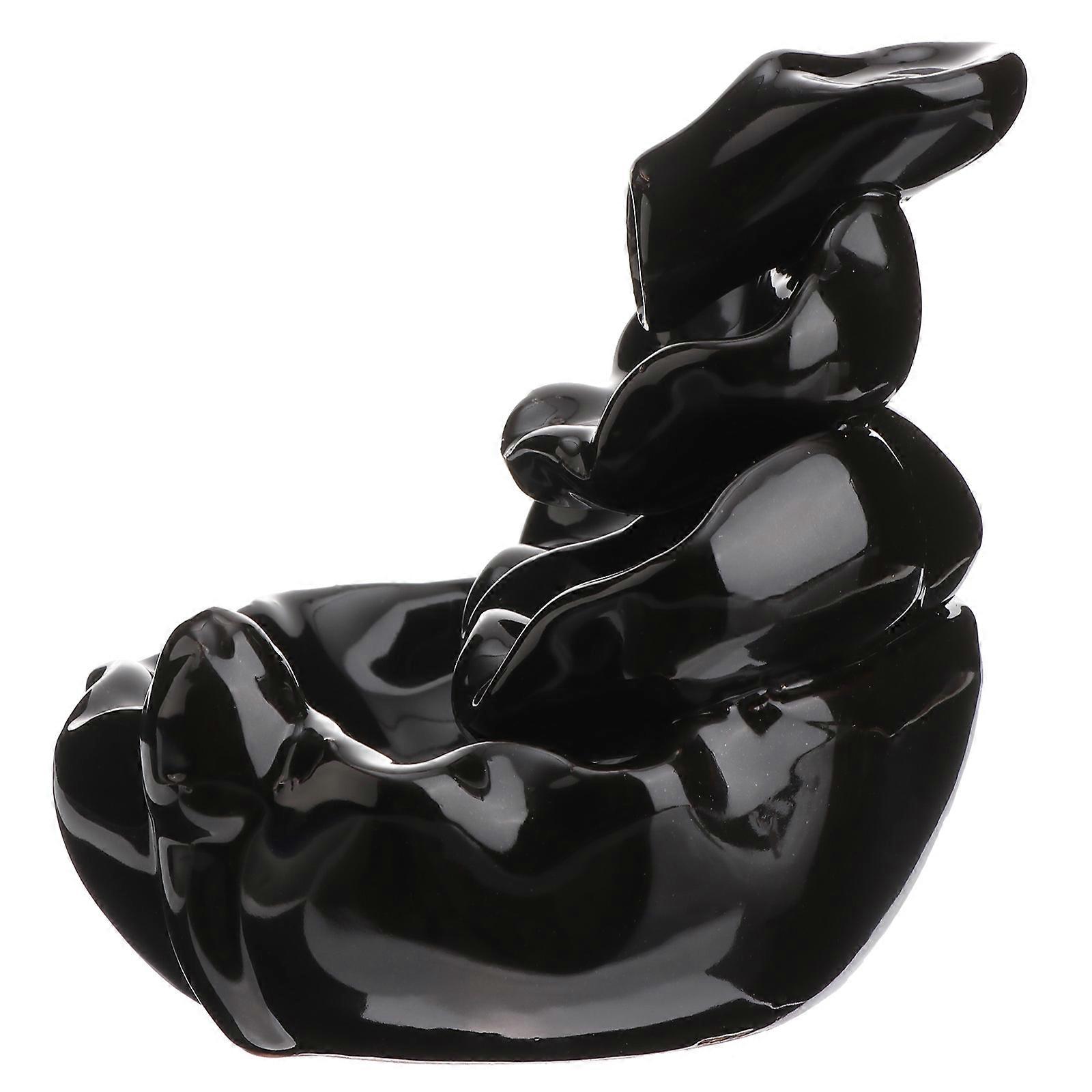 Ceramic Incense Cone Burner Holder For Meditation And Sleep Assistance In Black Color With Tower Shape And 1Pack Quantity