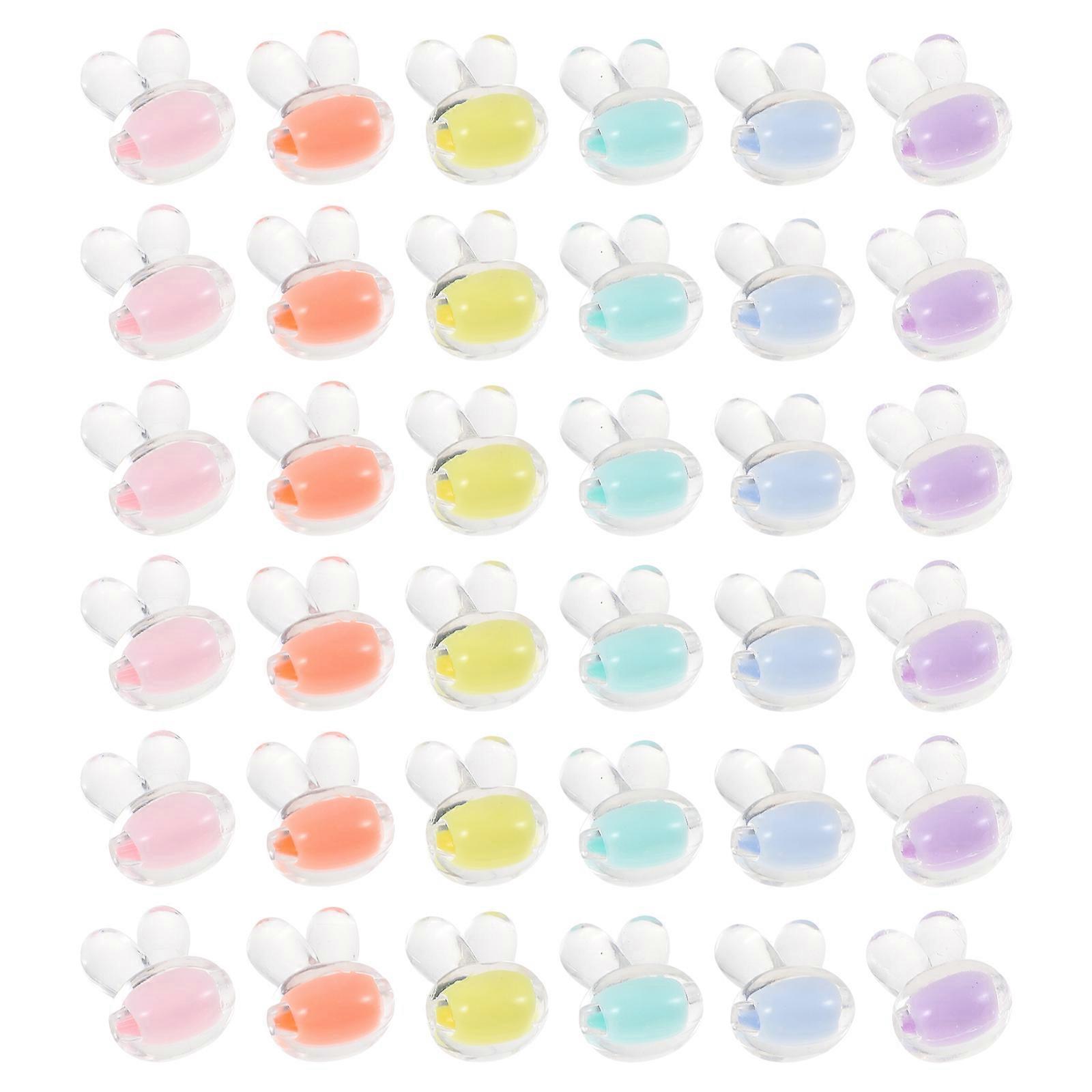 Acrylic Rabbit Shape Beads for DIY Crafts Assorted Color Durable with Holes 50Pcs