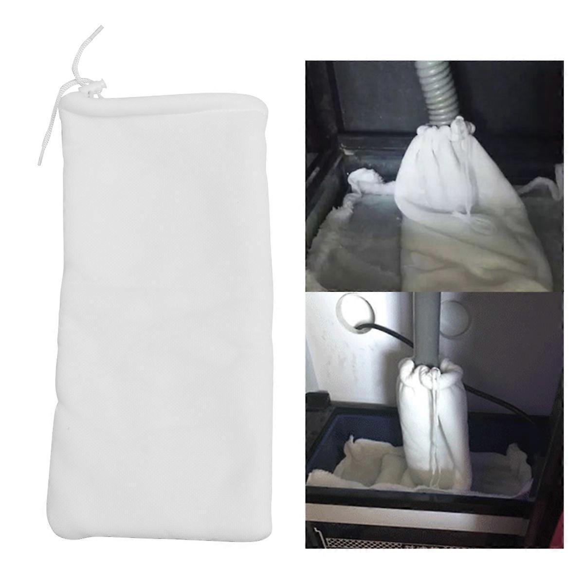 Fish Tank Filter Bag Net Bag Mesh Filter Bag with a Filter Bag Holder for Aquarium Garden Pond (White)