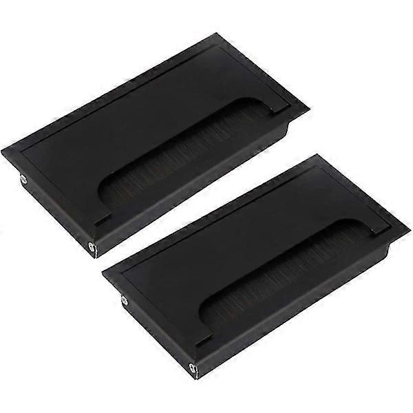 جروميت كابل مستطيل ، غطاء ثقب كابل مكتبي 160 مم مع فرشاة ، مكتب كمبيوتر منزلي من سبائك الألومنيوم