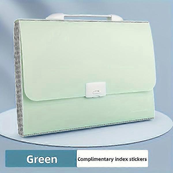 Accordian Folder with 13 Compartments, Expandable File Folder with Handle, Waterproof Cover A4 Lette, Green