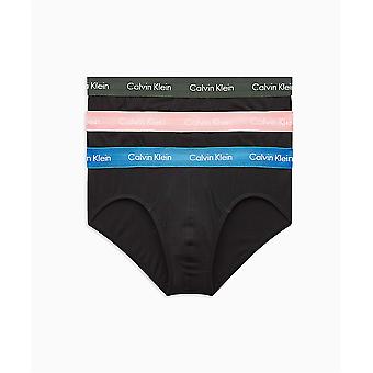 Calvin Klein 3er Pack Hip Slip - schwarz mit farbigem Bund ( Pomello / Duffle Bag / Temp )
