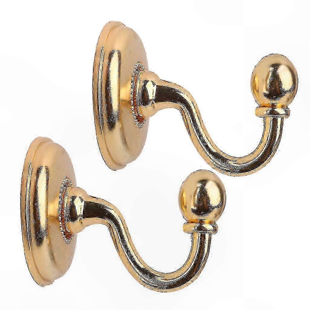 Curtain Holdback Hooks - Set of 2 Metal Wall Hangers for Window Drapes