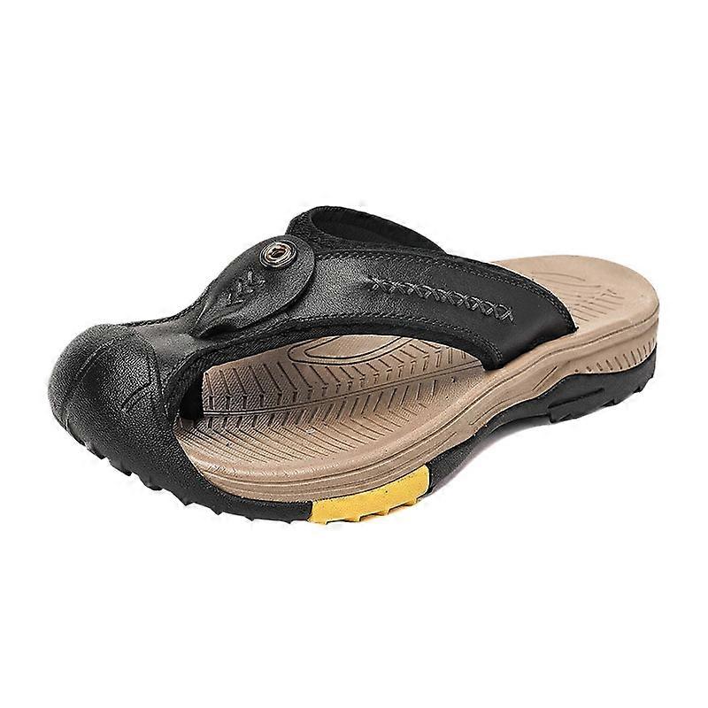 2024 cross border export large size leather sandals men summer beach shoes