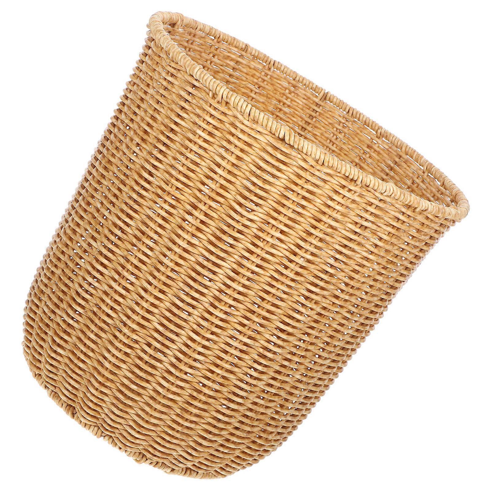 Storage Bin Plastic Woven Basket Simple Office Users 9.82X9.82X9.82In 1Set