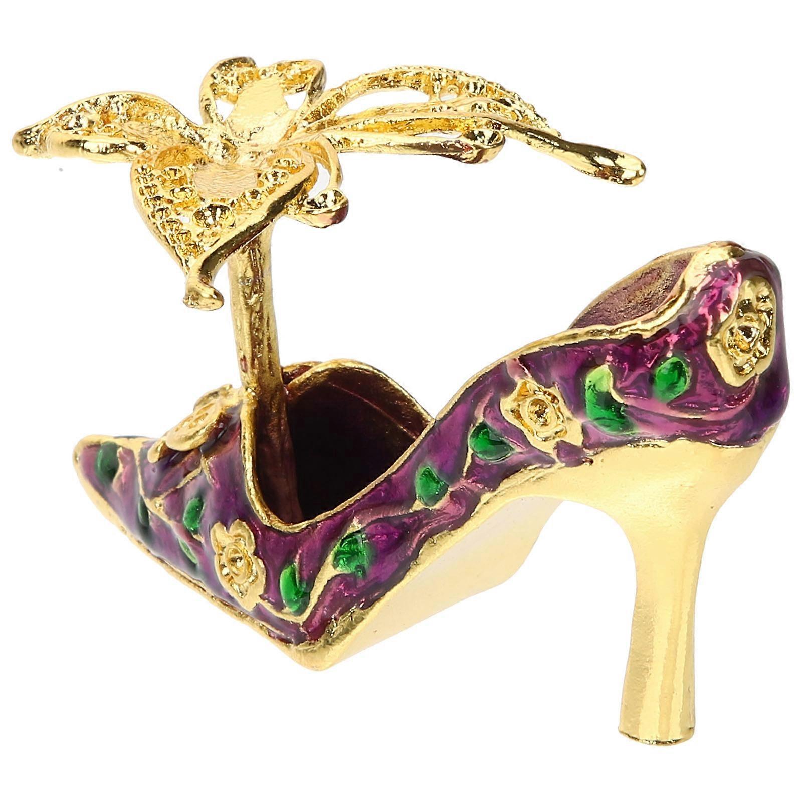 Alloy High Heel Shape Crystal Ball Holder for Decor Purple Color