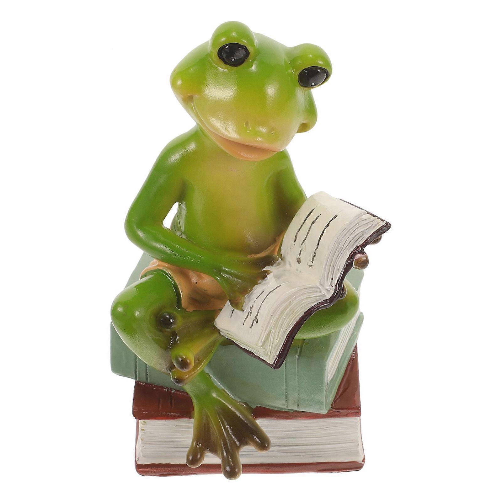 Seated Frog Figurine Unique Home Decor For Window Ledge Countertop 13.60X7.00X5.00CM Material 1Pcs