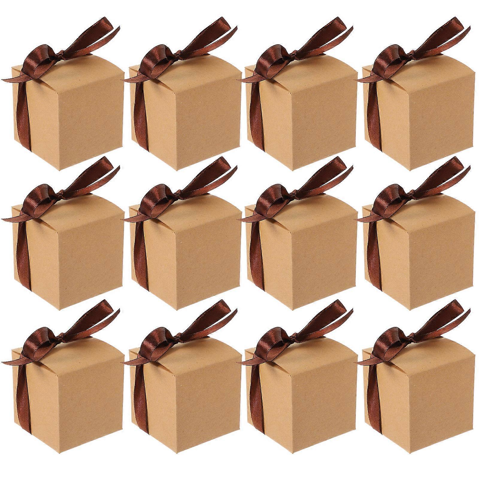 Candy Packaging Box 50Pcs Kraft Paper Box Coffee Color Elegant Design For Weddings And Birthday Parties