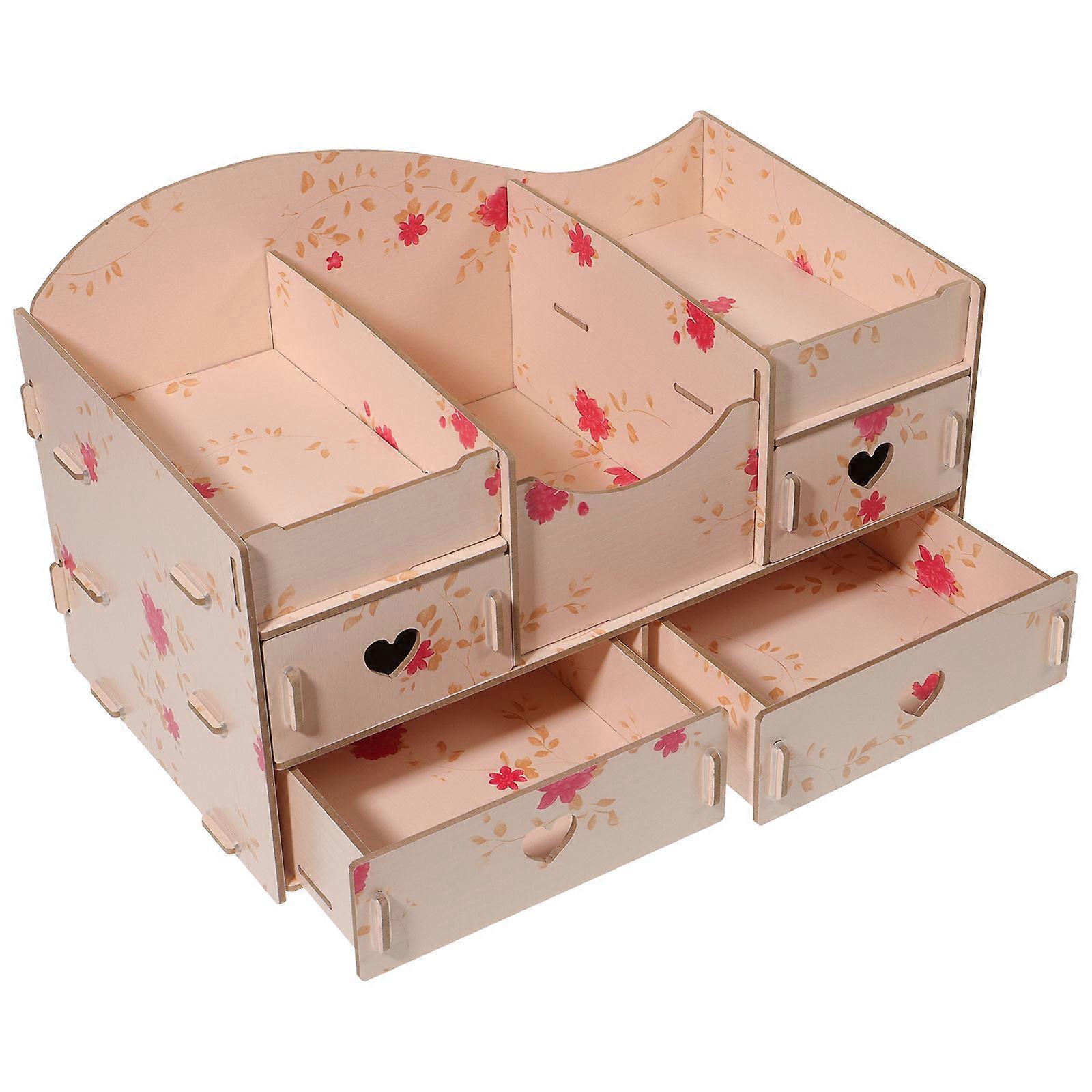 Pink Storage Box Tabletop Drawer Type Organizing Storage Box 1Pcs
