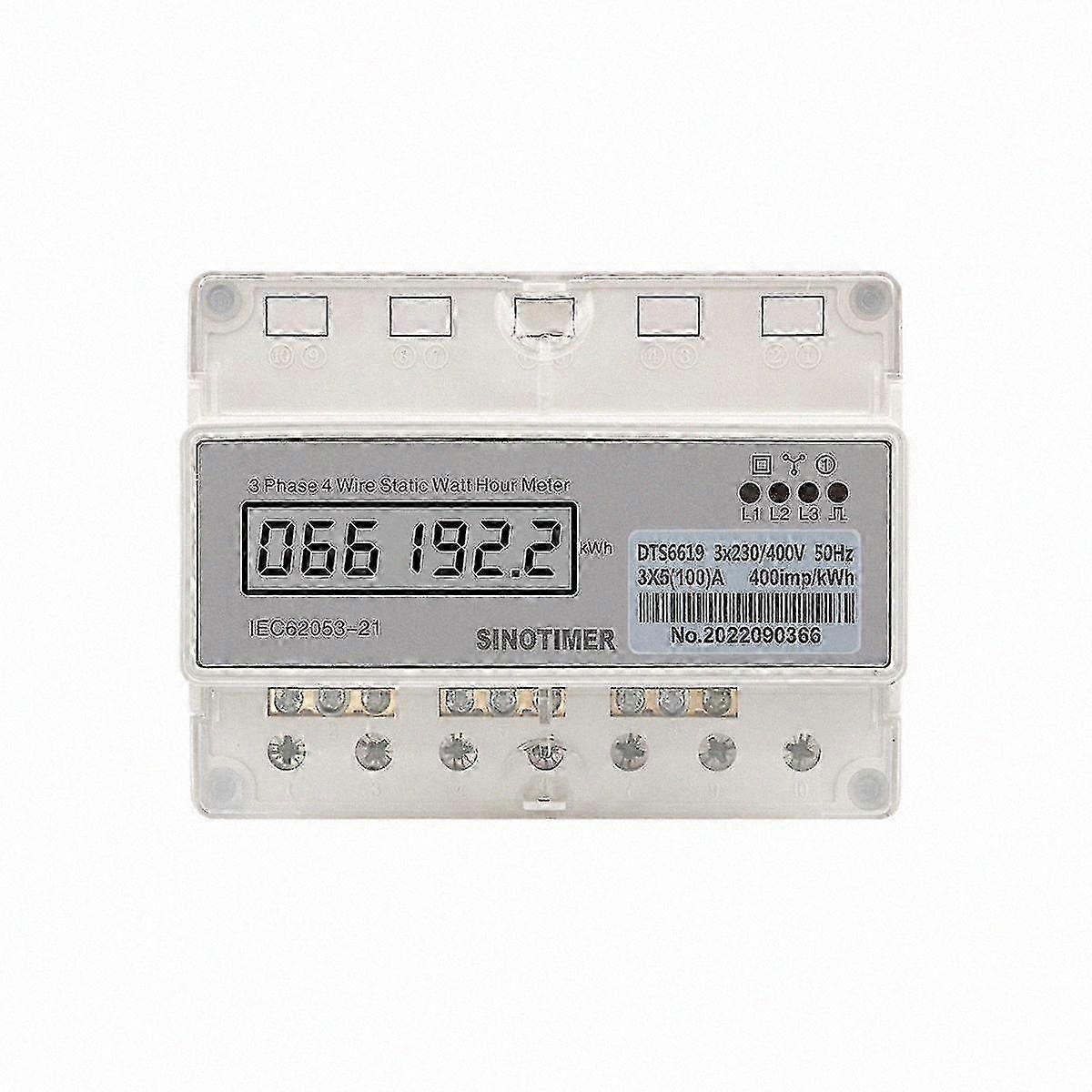 Din Rail Three Phase 4 Wires Electricity Meter Digital Wattmeter Electric Consumption Meter Kwh 10