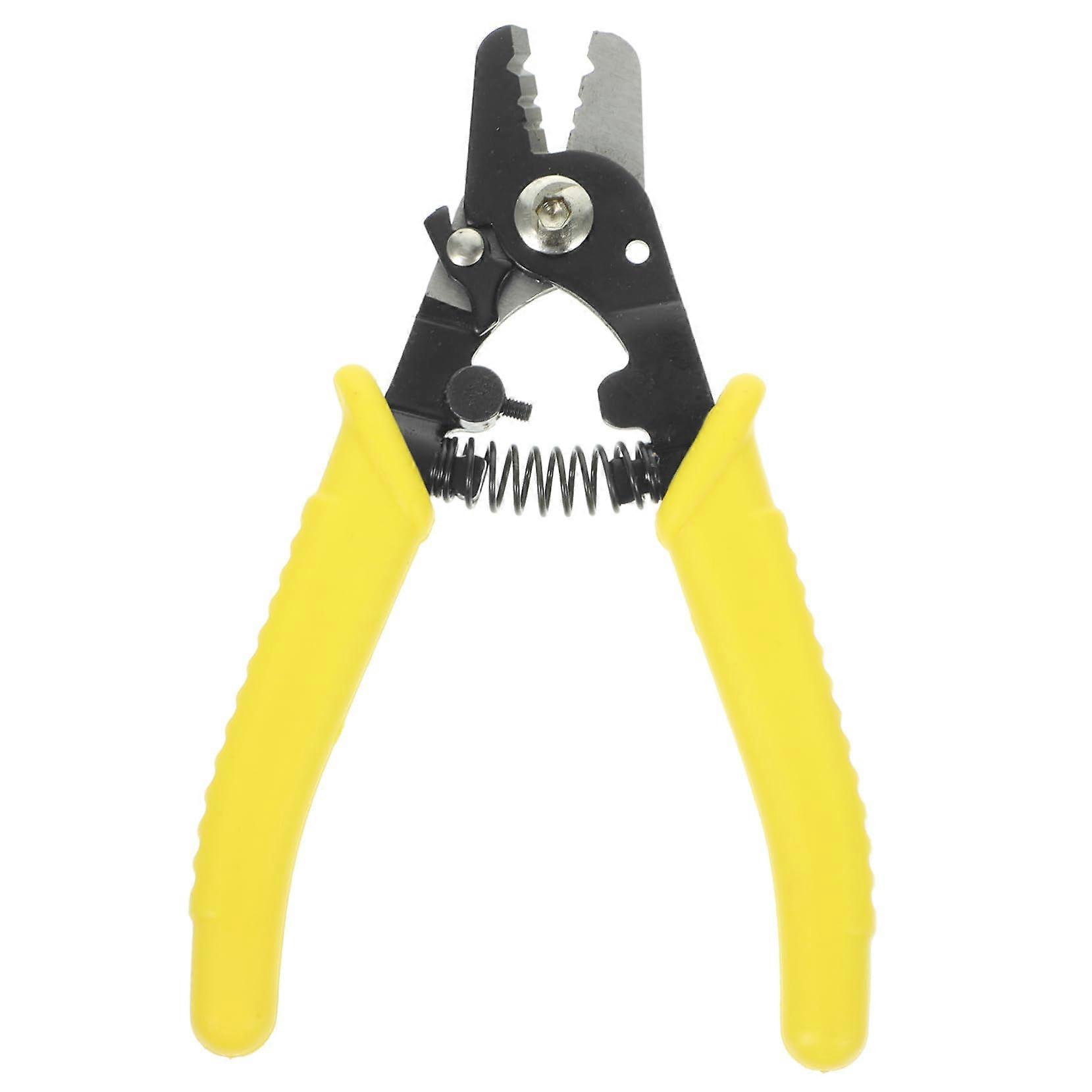 Compression Tool Kit for Light Wave Conductors with Safety Lock, Adjustable Screws, Cable Stripper, Cutter, and Coaxial Pliers, Yellow