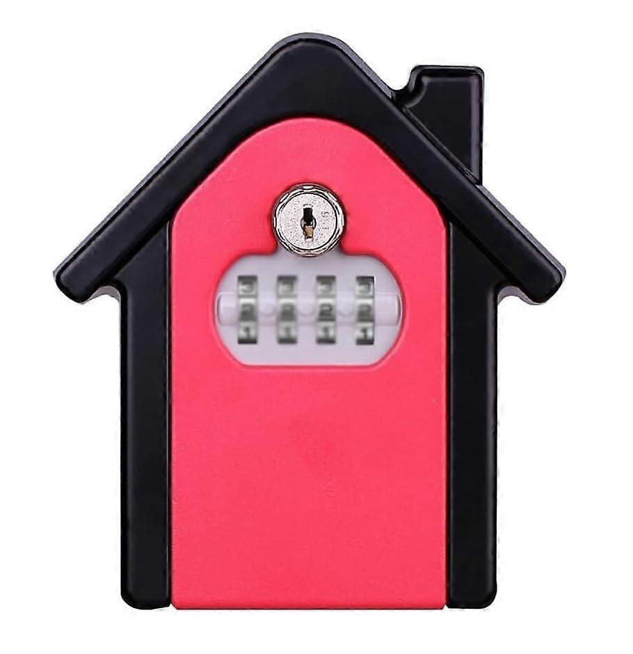 security 4digit combination lock, weatherproof secure key box for outdoor use, home, office, garage (Red)