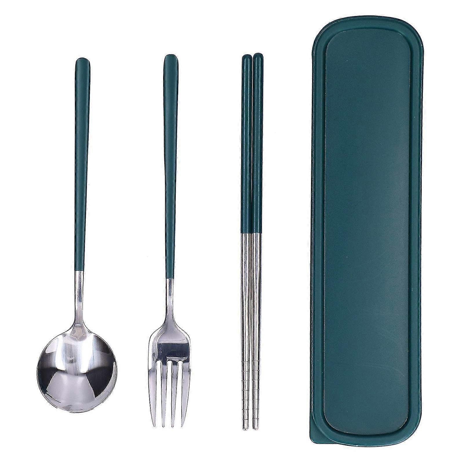 3-Piece Stainless Steel Tableware Set - Chopsticks, Spoon & Fork Kit for Kitchen & Office Dining Essentials