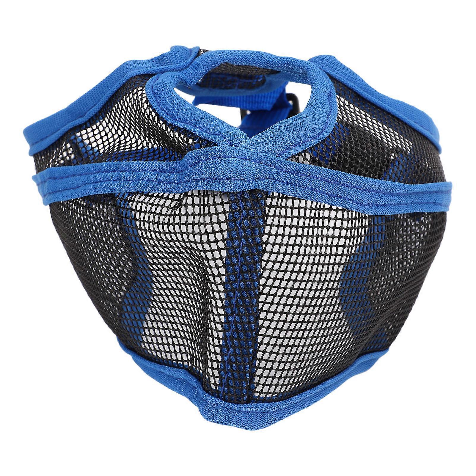 Short Snout Dog Muzzle Adjustable Breathable Prevent Biting Chewing Dog Mesh Muzzle for Bulldog Shar Pei Chihuahua Blue L