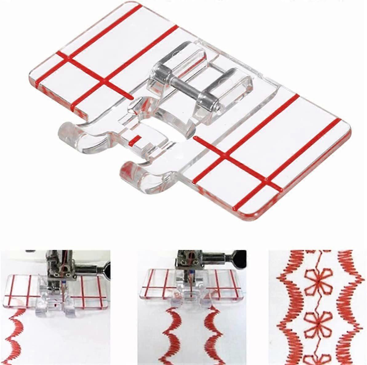 Transparent Border Guide Foot - Sewing Machine (Red/Clear, 1pc)