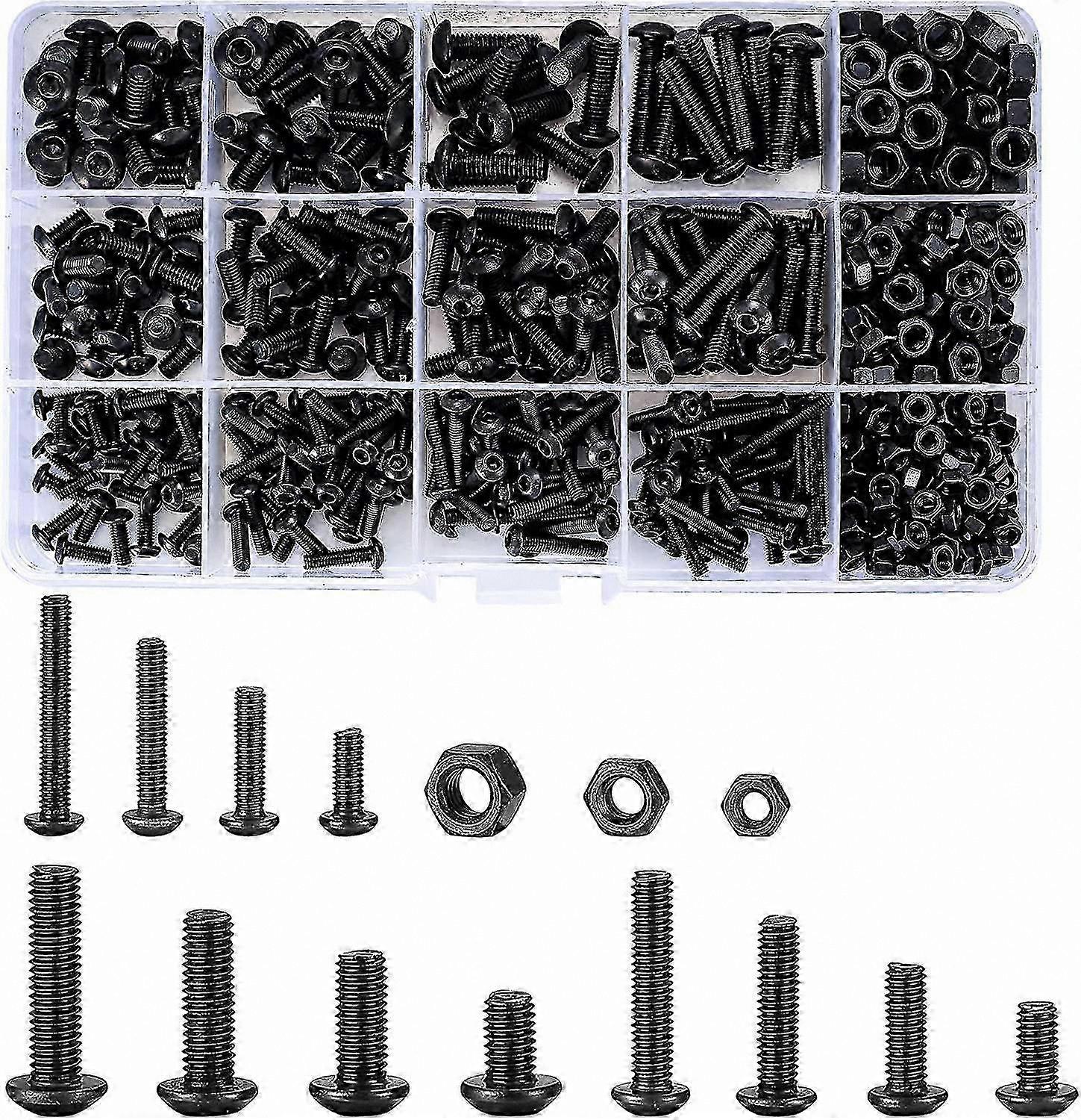 Socket Head Screw Bolt and Nut Set, 500 Pieces Combo Pack