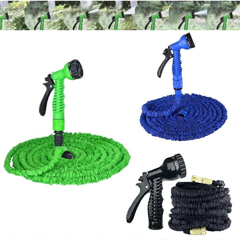 75ft/100ft/150ft/200ft Expandable Garden Hose with 7 Function Spray Nozzle, Black