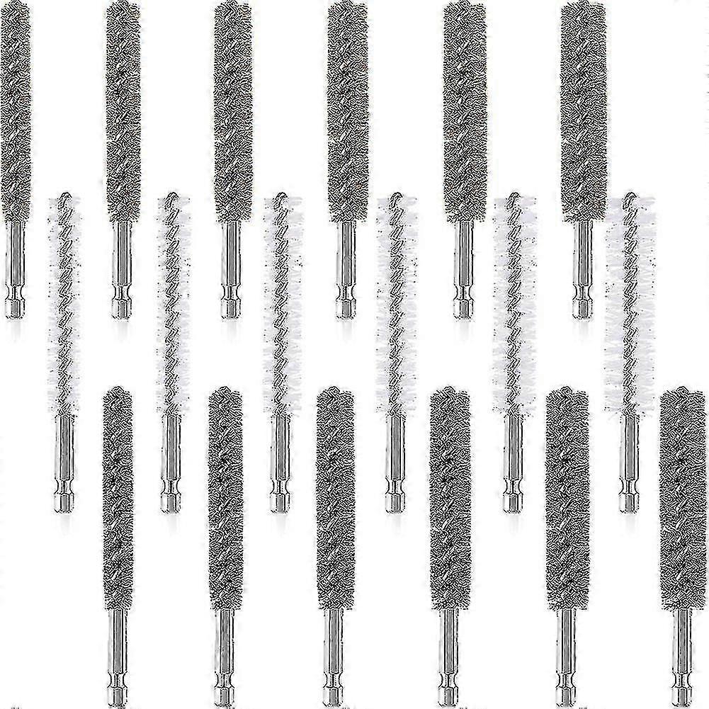 18-Piece Wire Brush Set for Drill with 1/4 Inch Hex Shank - Multi-Size Rust Removal & Cleaning Brushes for Metal Surfaces