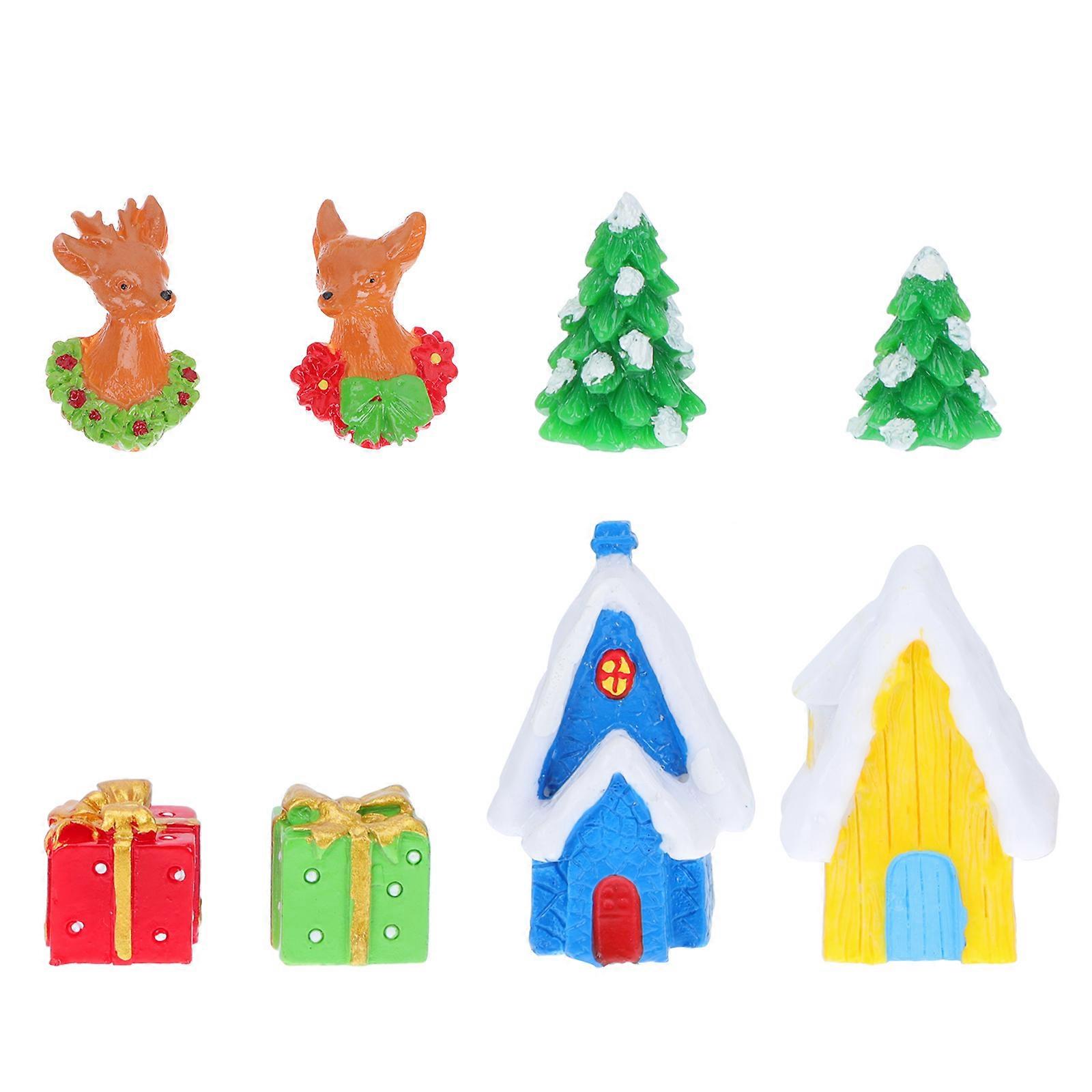 Festive Resin Ornaments Xmas Style Decorations for Office Resin Crafted for 8Pcs